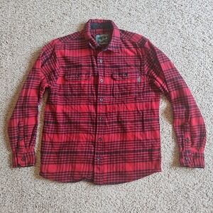 Woolrich Brawny Flannel Plaid Shirt Mens Medium Long Sleeves Thick Heavy Shacket